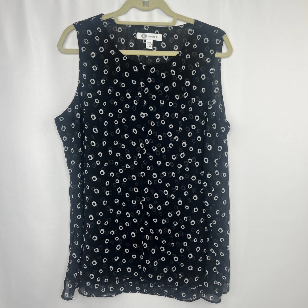 Cristina B. Black Lightweight Sleeveless Sheer Top Large